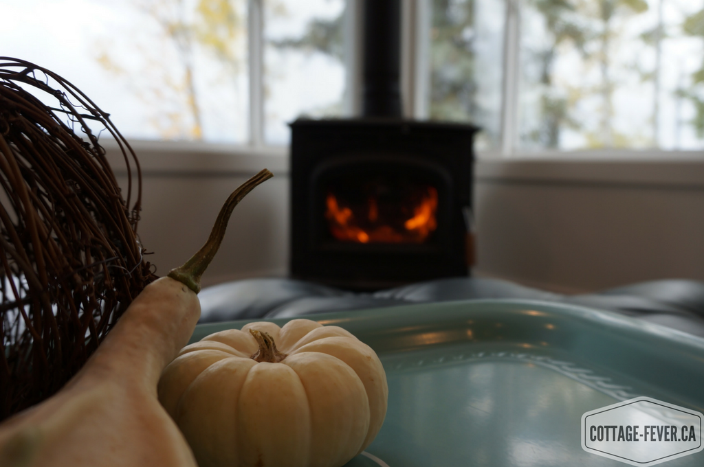 wood stove cottage fall