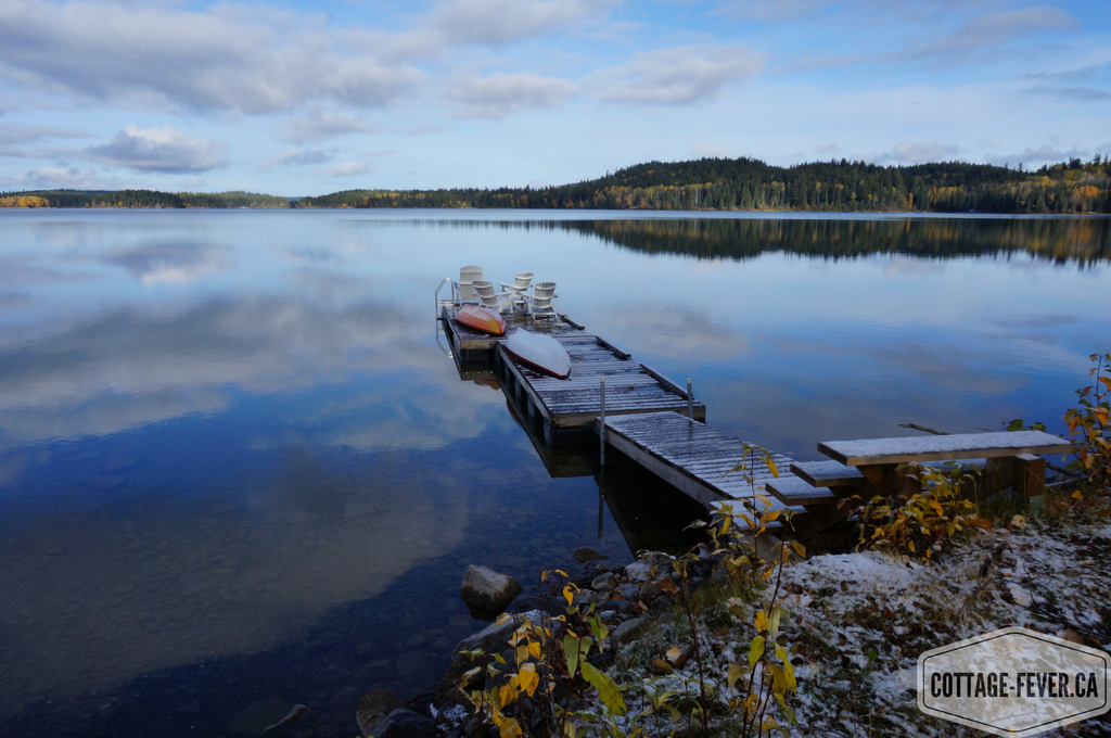 dock cottage lake autumn fall