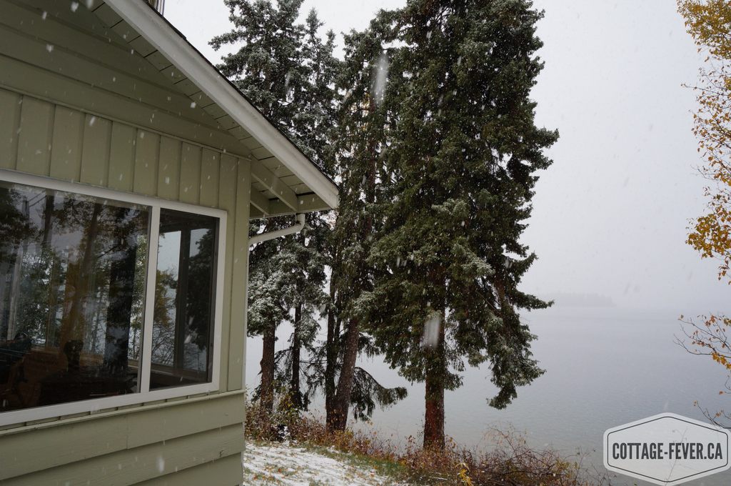 snow in October at the cottage